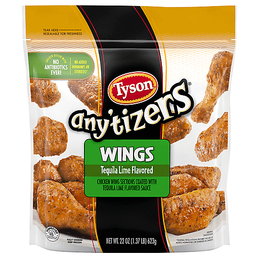 Tyson Any'tizer Tequila Lime Bone In Chicken Wings 22 oz bag | Wings ...