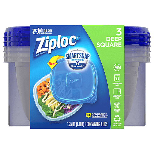 2 Pack Ziploc Limited Edition 3 Deep Square Containers Lids 2.25