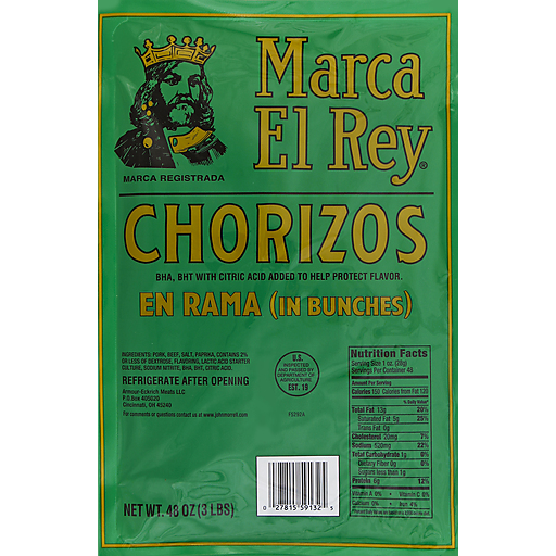 Marca El Rey in Bunches Chorizo Sausages 48 oz bag | Hot Dogs 