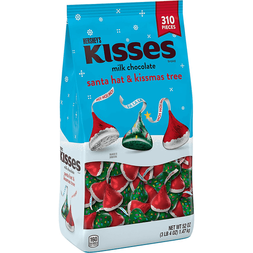 HERSHEY'S KISSES Santa Hat and Kissmas Tree Milk Chocolate Candy