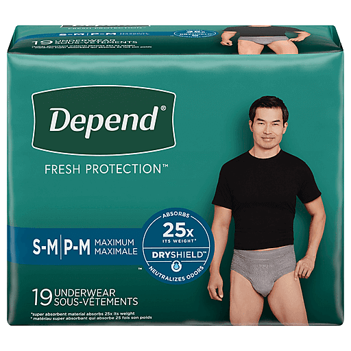 Depend Fit Flex Men's Small Medium Underwear 19 ct package