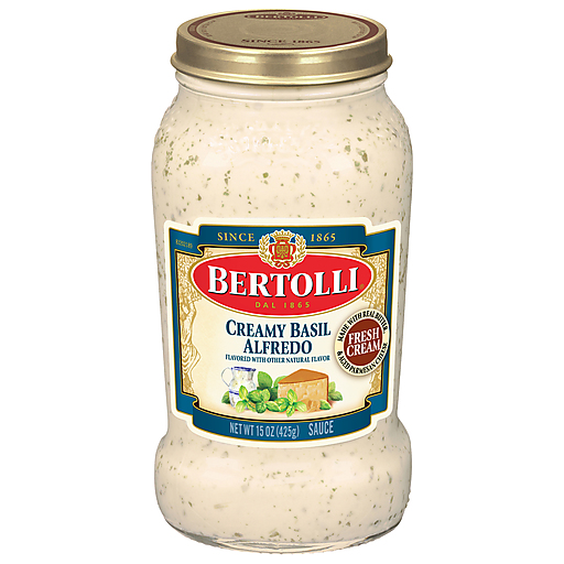 Bertolli Creamy Basil Alfredo Aged Parmesan Cheese Sauce 15 oz jar