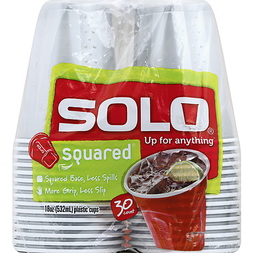 Solo 18oz Squared Plastic Cups, Red, 30ct 