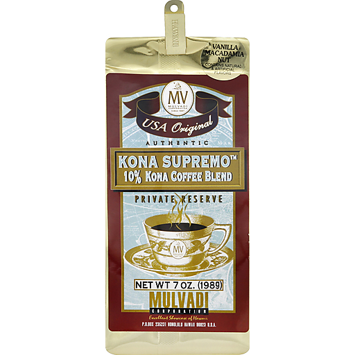Mulvadi 10% Kona Blend Vanilla Macadamia Nut Gourmet Roast