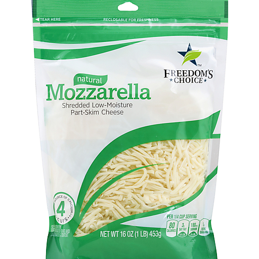 Shredded Mozzarella Cheese in a Plastic Container Stock Photo