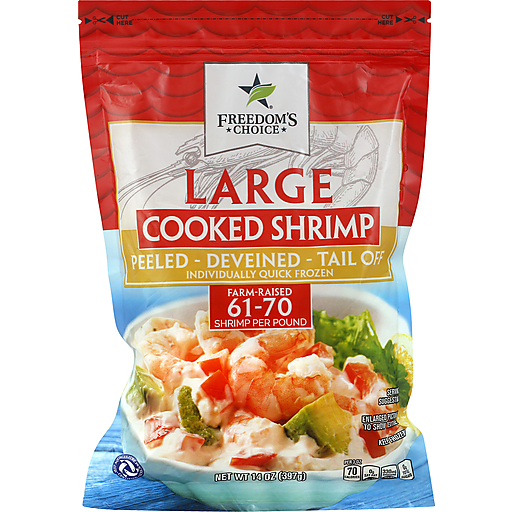 Freedom's Choice Large Tail-Off Cooked Shrimp 61-70 ct | Shrimp | DeCA